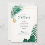 Elegant Green and Gold Beach Tropical Christmas Holiday Card<br><div class="desc">Nautical Boutique Co.'s elegant green and gold holiday card features watercolor green and gold tropical greenery and is accented with a pretty watercolor seashell. The text is whimsical hand-lettering paired with modern block typography. The green, gold, and creamy ivory are reminiscent of tropical holidays at the beach. Easily customize all...</div>