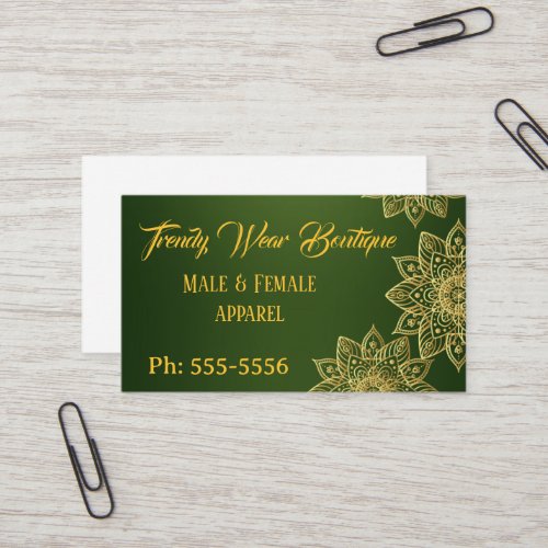 Elegant Green and Gold Business Card
