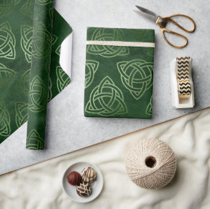 Elegant Green and Gold Celtic St Patrick's Day Wrapping Paper