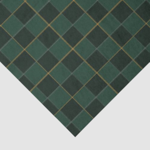 Elegant Green And Gold Check Tissue Paper