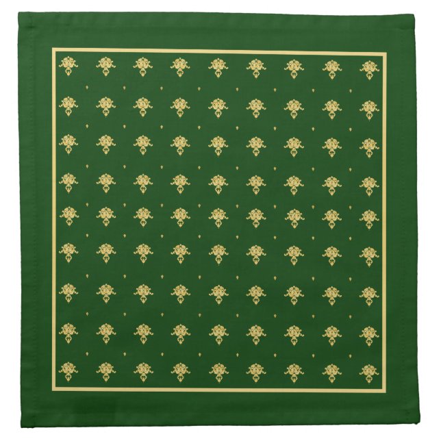Elegant Green and Gold Damask Napkin (Front)