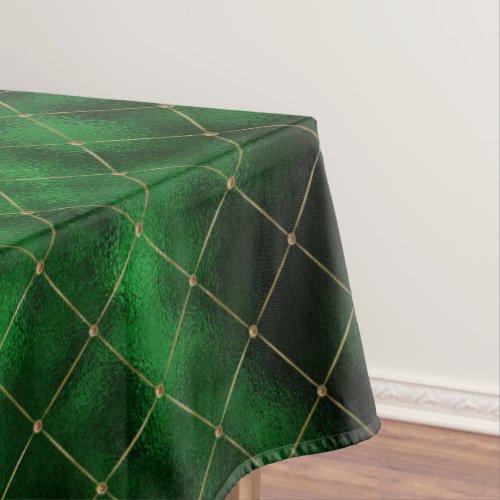 Elegant Green and Gold Diamonds St Patricks Day Tablecloth