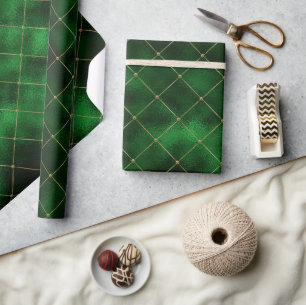 Elegant Green and Gold Diamonds St Patrick's Day Wrapping Paper