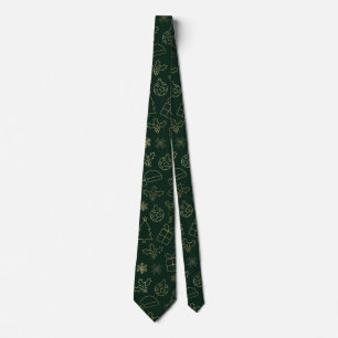 Elegant Green and Gold Foil Christmas Pattern Neck Tie