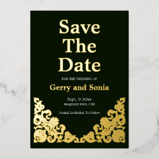 Elegant Green and Gold Foil Invitation