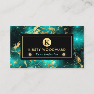 Elegant Green and Gold Galaxy Marble Business Card