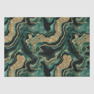 Elegant Green and Gold Glitter Agate Birthday Tissue Paper