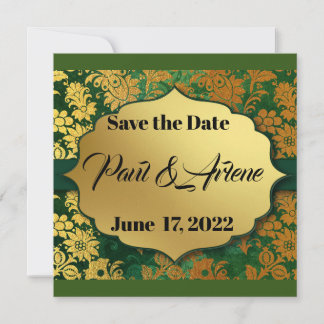 Elegant Green and Gold Invitation