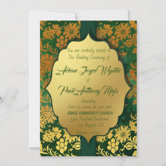 Elegant Green and Gold Invitation