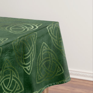 Elegant Green and Gold Irish Celtic Pattern Tablecloth