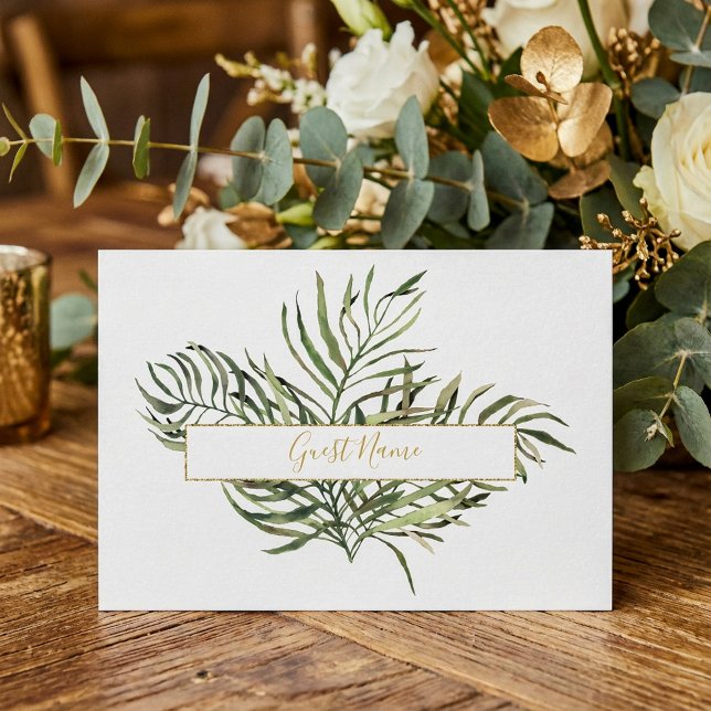 Elegant Green and gold Leaf Table Place Card (Elegant Green and gold Leaf Table Place Card.)