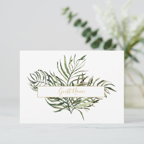 Elegant Green and gold Leaf Table Place Card