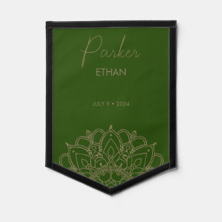 Elegant Green and Gold Mandala Design Pennant