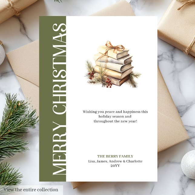 Elegant Green And Gold Minimalist Holiday Card (Elegant Green And Gold Minimalist Holiday Card)