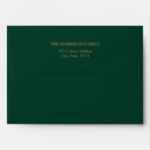 Elegant Green and Gold Minimalist Return Address