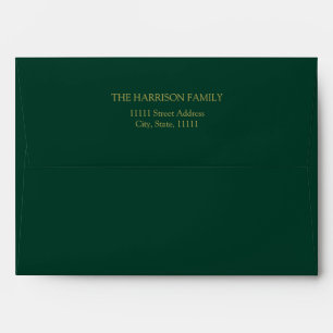 Elegant Green and Gold Minimalist Return Address Envelope