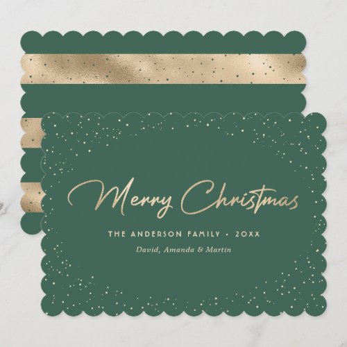 Elegant Green and Gold Modern Merry Christmas Card