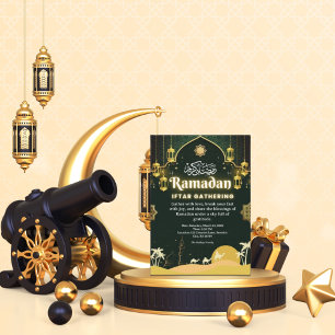 Elegant Green And Gold Ramadan Iftar Invitation