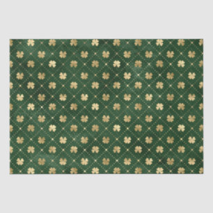 Elegant Green and Gold Shamrock Pattern Tissue Paper