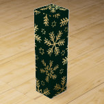 Elegant Green and Gold Snowflakes Christmas Wine Box<br><div class="desc">Elegant Green and Gold Faux Foil Snowflakes Christmas design</div>