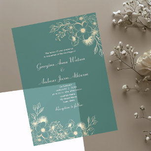 Elegant Green and Gold Wedding Acrylic Invitations