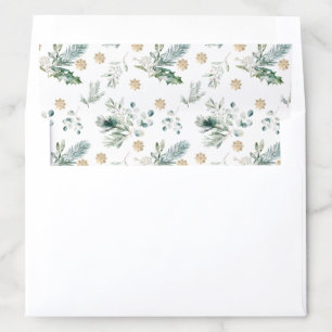 Elegant Green and Gold Winter Greenery Christmas Envelope Liner