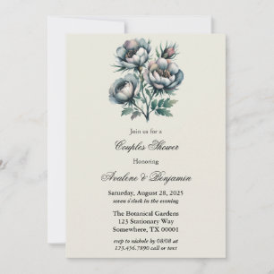Elegant Green and Gray Bouquet Couples Shower Invitation