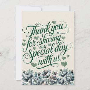 Elegant Green and Gray Bouquet Thank You Card