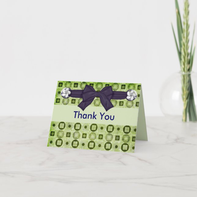 Elegant Green and Navy Thank You Notes (Front)