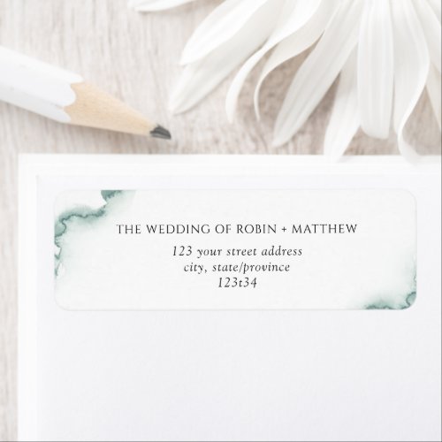 Elegant Green and Sage Watercolor Wedding Address Label