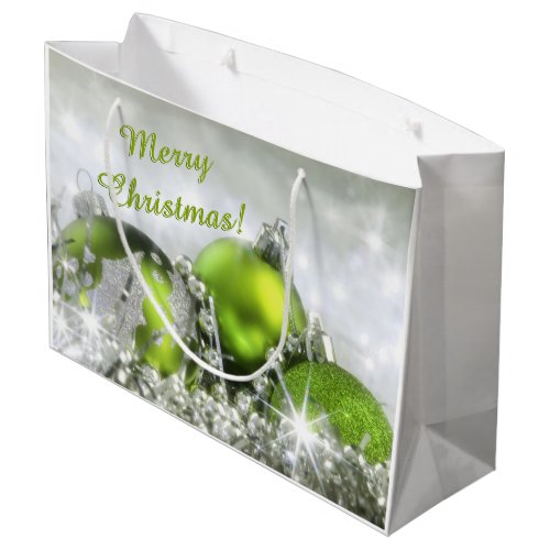 Elegant Green And Silver Christmas Large Gift Bag