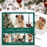 Elegant Green and White  4 Photo Collage Christmas Holiday Card<br><div class="desc">Elegant Calligraphy Minimalist Green and White 4 Photo Collage Merry Christmas Script Holiday Card. This festive, minimalist, whimsical four (4) photo holiday card template features a pretty photo collage and says „Merry Christmas and Happy New Year”! The „Merry Christmas” greeting text is written in a beautiful hand lettered swirly swash-tail...</div>