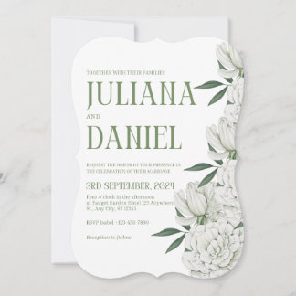 Elegant Green And White Botanical