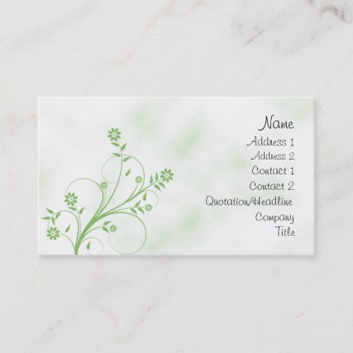 Elegant green and white floral design business card template