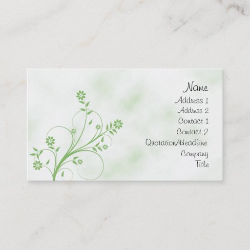 Customizable Elegant green and white floral design business card template
