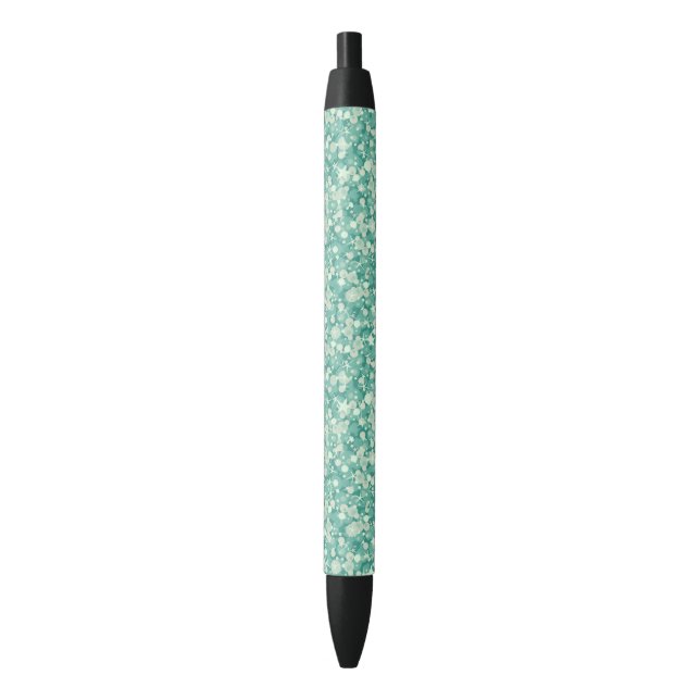 Elegant Green And White Glitter Pattern Pen (Front Vertical)