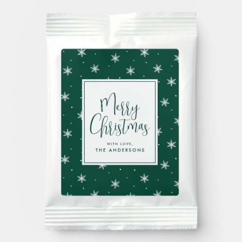 Elegant Green and White Snowflakes Hot Chocolate Drink Mix