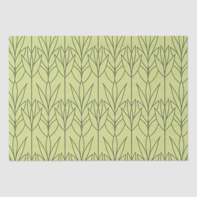 Elegant Green Art Deco Floral Pattern Chic Modern Tissue Paper (Front)