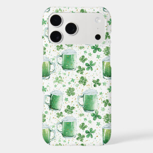 Elegant Green Beer Mugs and Shamrocks White iPhone 17 Pro Max Case