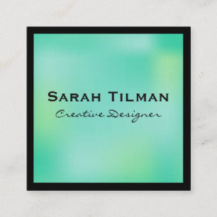 Elegant Green / Black Border Square Business Card