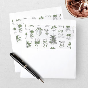 Elegant Green Black Christmas Holiday Party Envelope Liner