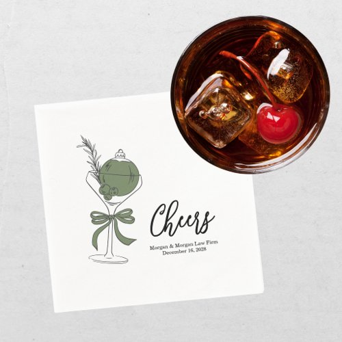 Elegant Green Black Christmas Holiday Party Napkins