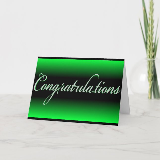 Elegant green black fade Congratulations card (Front)