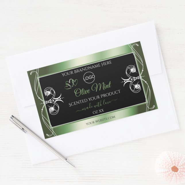 Elegant Green Black Product Labels Jewels and Logo (Envelope)