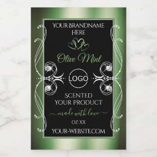 Elegant Green Black Product Labels Jewels and Logo