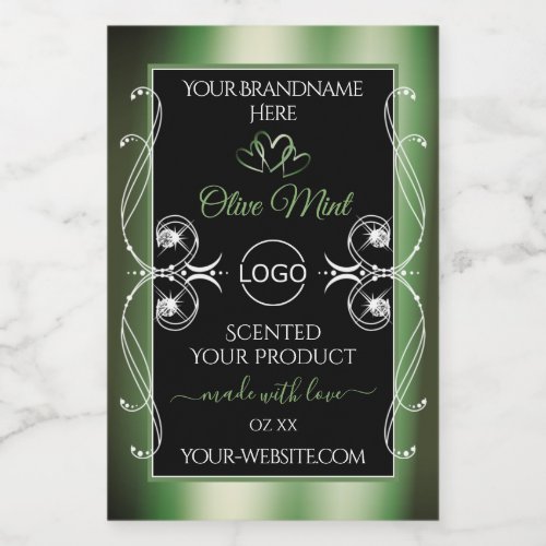 Elegant Green Black Product Labels Jewels and Logo