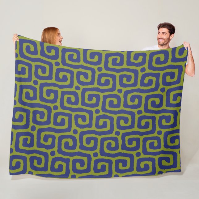 Elegant Green &blue Abstract pattern Fleece Blanket (In Situ)