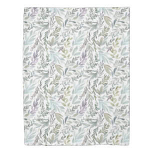 Elegant Green Blue Botanical Watercolor Twin Duvet Cover
