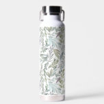 Elegant Green Blue Botanical Watercolor Water Bottle