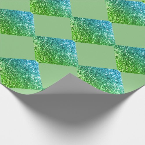 Elegant Green Blue Glitter Abstract Chic Wrapping Paper